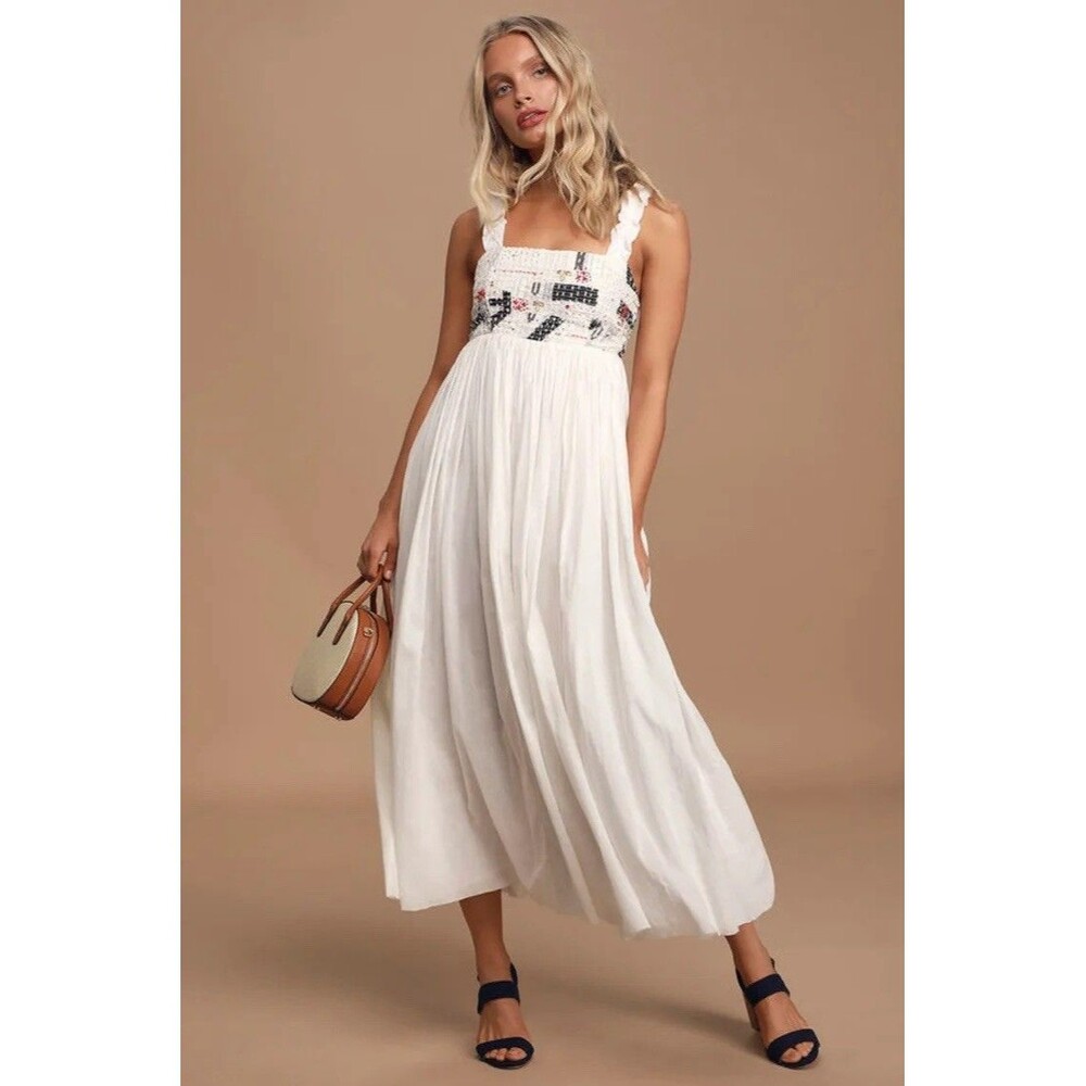 Show Me Your Mumu‎ Dawn Patchwork Smocked Maxi Dress S Summer Coastal Resort